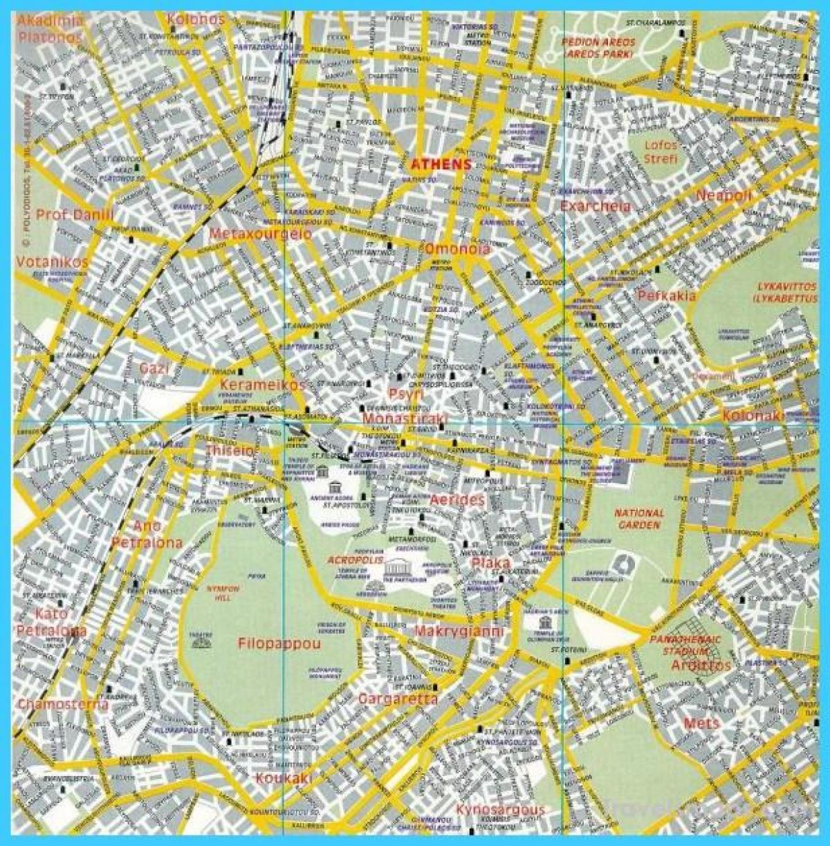 mapa de Atenas, grecia barrios