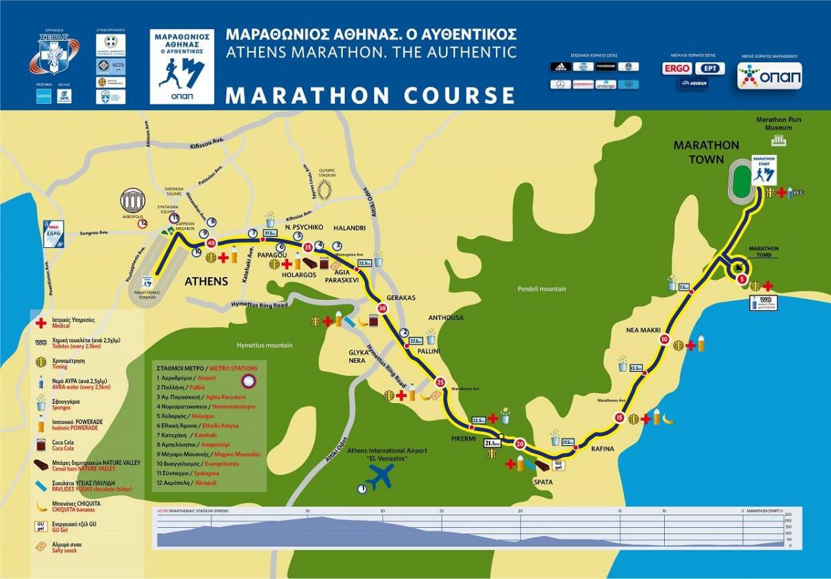 mapa de Atenas maratón