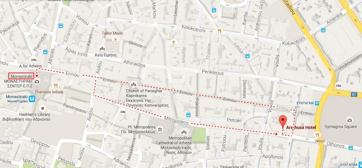 mapa de la calle ermou Atenas