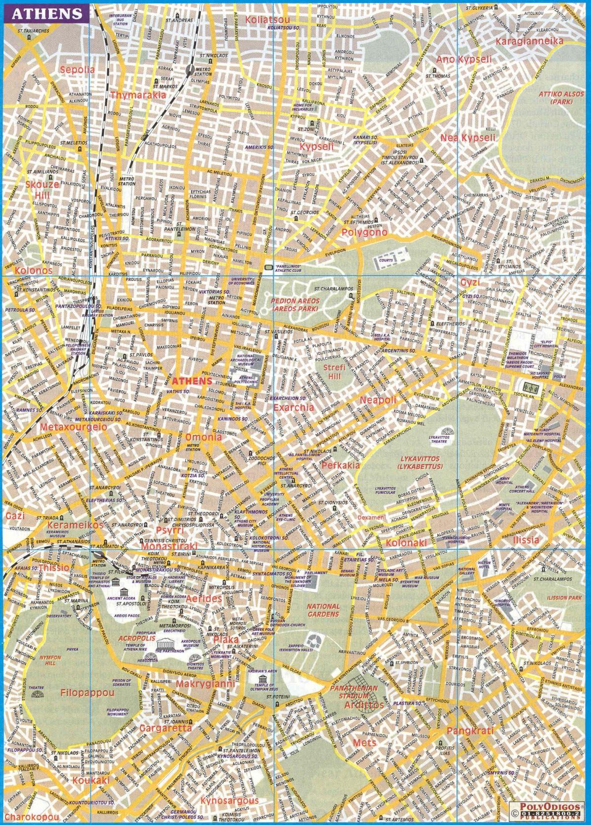 mapa de la ciudad de Atenas, grecia