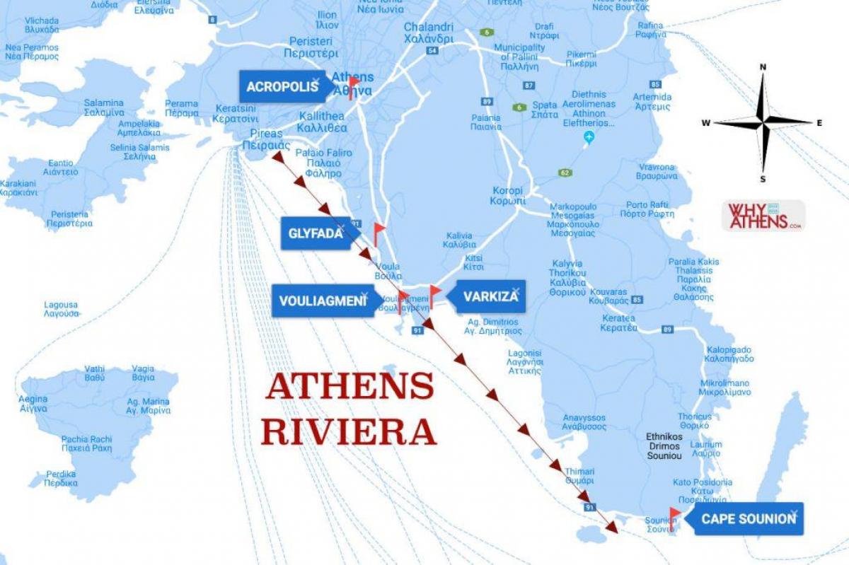 mapa de riviera de Atenas