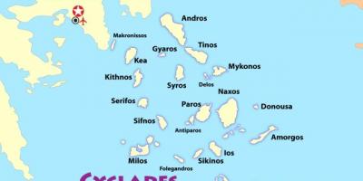 Islas griegas, cerca de Atenas mapa