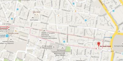Mapa de la calle ermou Atenas