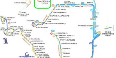 Mapa de liosion la estación de autobuses de Atenas 